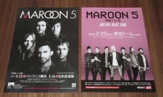 Maroon 5 Japan Promo Tour Flyer X 2 Set 2011 & 2019 Mini Poster