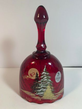 Vintage Fenton Ruby Red Large Bell 7 " Tall Christmas 2011