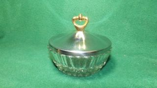 Small Glass Candy Dish With Metal Lid