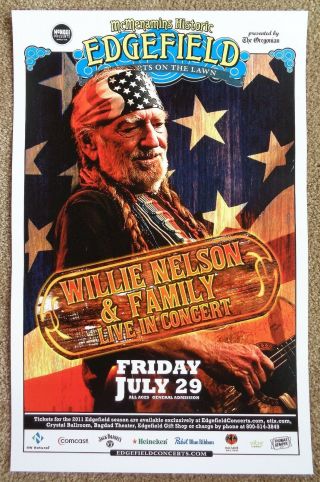 Willie Nelson 2011 Gig Poster Edgefield Portland Oregon Concert
