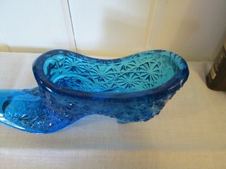 Vintage Fenton Blue Glass Daisy and Button Pattern Shoe 6 
