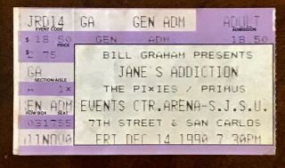 Jane’s Addiction Pixies Primus Sjsu Concert Ticket December 14th 1990