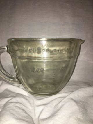Rare 1940’s Vintage Anchor Hocking Glass Measuring Cup/bowl 89 1qt Size