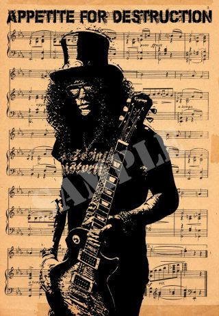 Slash Guns N Roses Pop Art Poster Print Vintage Lyric Sheet Great Gifts A4 A3 A2