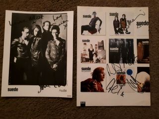 Signed Suede Promotional Print,  Line Up,  Plus Later Signed Mag Pullout
