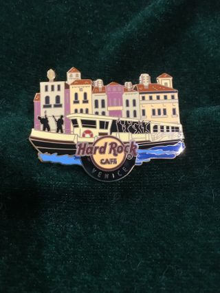 Hard Rock Cafe Pin Venice Yellow Boat W People Partying On Venice Canal