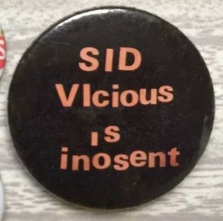 Vtg Og Sex Pistols Sid Vicious 38mm Pin Badge Punk 1970s