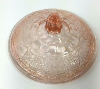 Vintage Pink Depression Glass Stars Bars Candy Dish Lid Replacement