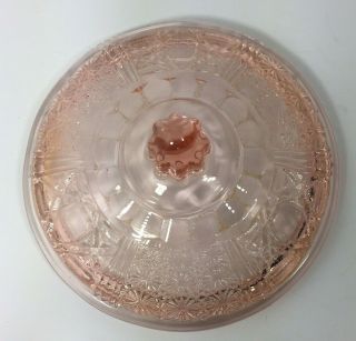 Vintage Pink Depression Glass Stars Bars Candy Dish Lid Replacement 2