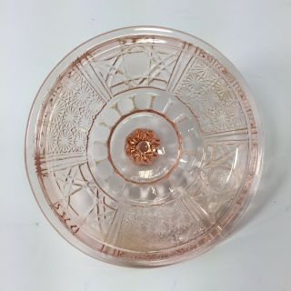 Vintage Pink Depression Glass Stars Bars Candy Dish Lid Replacement 3