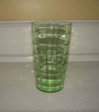 Green Depression Glass Block Optic Glass Tumbler