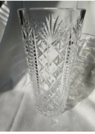 Waterford Crystal Clare Pattern Cut Glass Flower Vase Signed 8 1/4 "