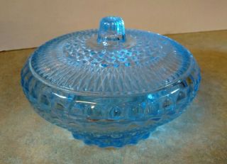 5 1/4 " Diameter Light Blue Glass Candy Dish With Lid