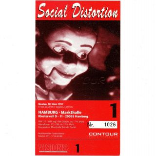 Social Distortion Concert Ticket Stub Hamburg Germany 3/10/97 Markthalle Rare