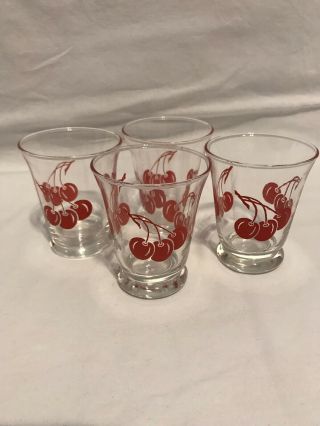 Set Of 4 Libbey Triple Cherry Juice Glasses.