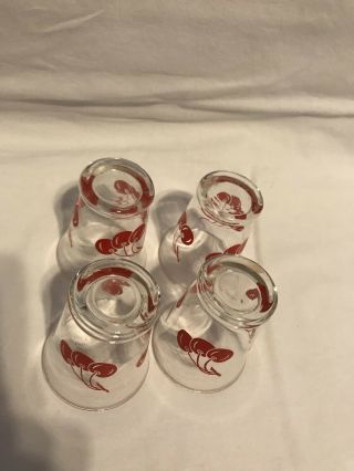 Set Of 4 Libbey Triple Cherry Juice Glasses. 3