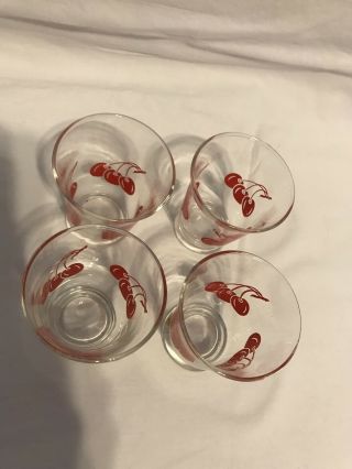 Set Of 4 Libbey Triple Cherry Juice Glasses. 4