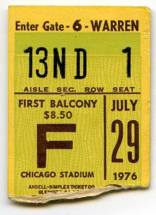July 29 1976 Elton John Concert Ticket Stub Chicago Stadium Il