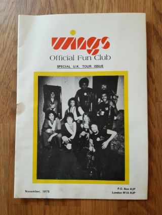 Beatles Paul Mccartney Wings Official Fun Club Booklet November 1975 Tour Issue