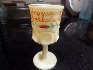 Antique Custard Glass Souvenir With Floweres Stockholm Wisconsin Wis Wi