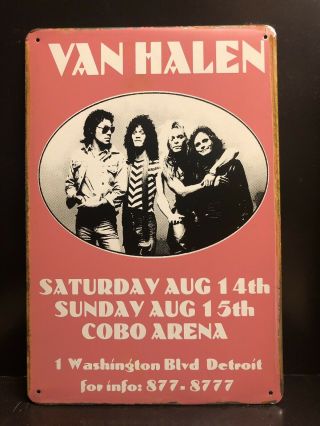 Van Halen Cobo Arena Detroit Concert Poster Vintage Small Metal Sign 20x30 Cm