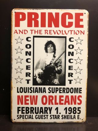 Prince Orleans 1985 Us Concert Poster Vintage Small Metal Sign 20x30 Cm