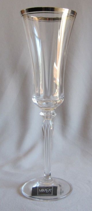 Fluted Champagne Goblet Glass Mikasa Crystal Jamestown Platinum