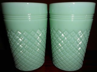 Jadeite Green Milk Glass Diamond Pattern Tumbler Cups Goblet Jadite Jade