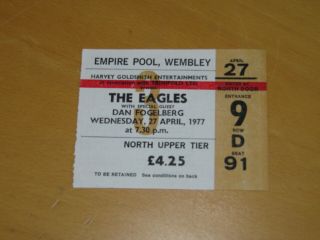 The Eagles - 1977 Wembley Gig Ticket Stub
