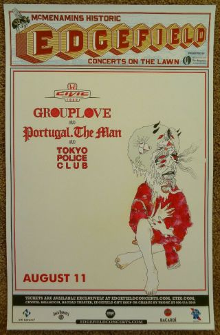 Grouplove & Portugal The Man Gig Poster 2014 Edgefield Portland Oregon Concert