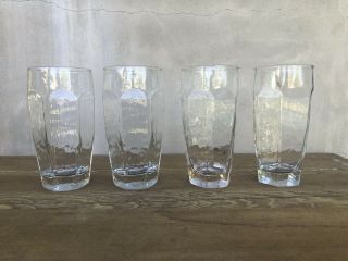 Set Of 4 Libbey Chivalry Clear Coolers Tumblers Glasses Textured Paneled 6 1/8 "