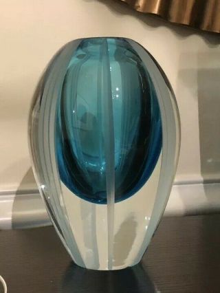 7 " Waterford Evolution Ocean Aqua Haze Cut Crystal Vase