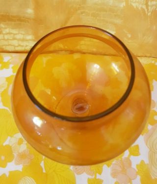 Mid Century Amber Glass Apothecary Bon Bon Jar Lidded Italian Empoli 60s 20cm 4