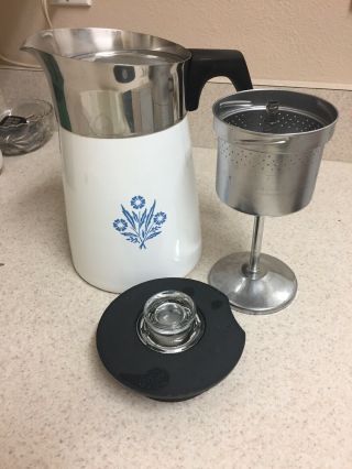 Vintage Corning Ware 6 Cup Coffee Pot And Perculator