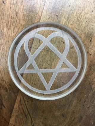 Him Heartagram Antique 3/8” Thick Glass Paper Weight H.  I.  M.
