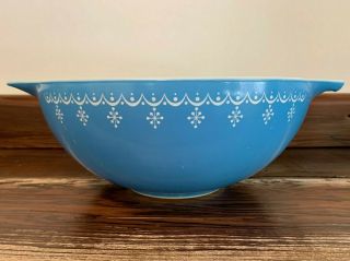 Vintage Pyrex Blue Garland Snowflake 444 Cinderella 4qt Mixing Bowl