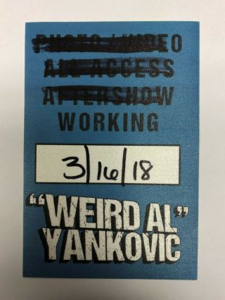 Weird Al Yankovic 2018 Tour Local Crew Backstage Pass,
