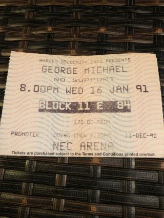 George Michael Nec Arena Birmingham 11th Dec 1990 Concert Ticket