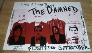 The Damned Uniquely Designed Leeds Polytechnic 1977 Poster,  75 X 54 Cm