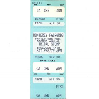Peter Tosh & The Clash Concert Ticket Stub Monterey Ca 9/8/79 Family Dog Tribal