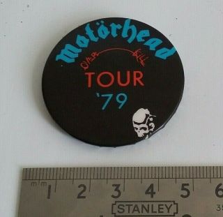Motorhead Vintage Medium Metal Pin Badge Overkill Tour 1979 Vg