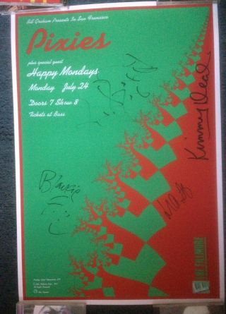 The Pixies And Happy Mondays Poster 1989 Fillmore San Francisco Autographs