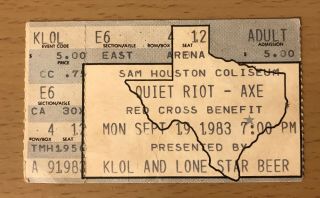 1983 Quiet Riot Axe Houston Texas Concert Ticket Stub Metal Health Kevin Dubrow
