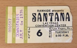 1976 Santana Las Vegas Concert Ticket Stub Amigos Tour Black Magic Woman