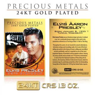 Elvis Presley Elv75 24kt Gold Plated Precious Metals Solid Card Crs 1.  3 Oz