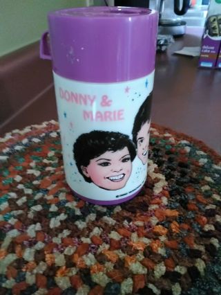 Vintage 1977 Donny And Marie Osmond Old Aladdin Lunchbox Thermos Thermo Bottle &
