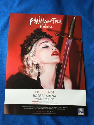 Madonna - The Rebel Heart Concert Tour Poster " Rare "