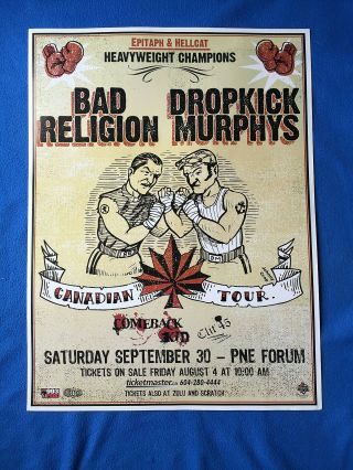Dropkick Murphys Bad Religon Tour Poster " Rare "