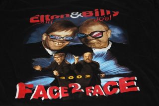 Elton John & Billy Joel 2002 Face 2 Face Tour Double Sided T Shirt Size Xl
