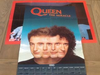 2 X Queen - Freddie Mercury Vintage Posters " The Miracle Calendar " & Band Poster